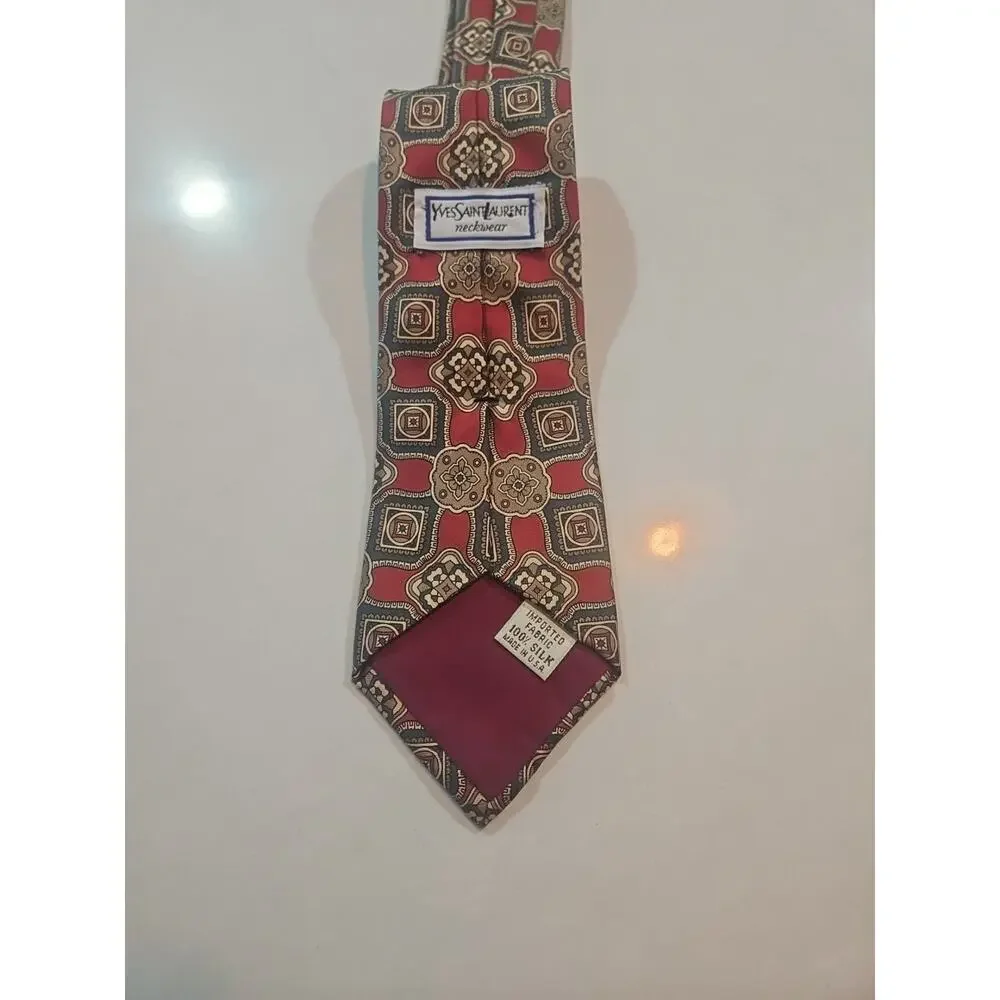 Vintage Yves Saint Laurent YSL Silk Necktie Made in USA Classic Designer Tie